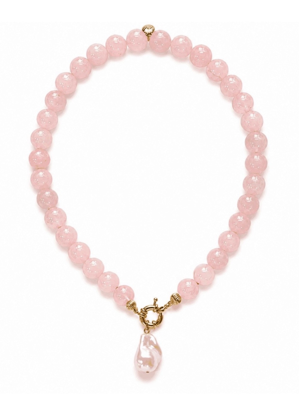Blush Pearl Drop Necklace with Gold Accent and Pearl Drop MM-01817